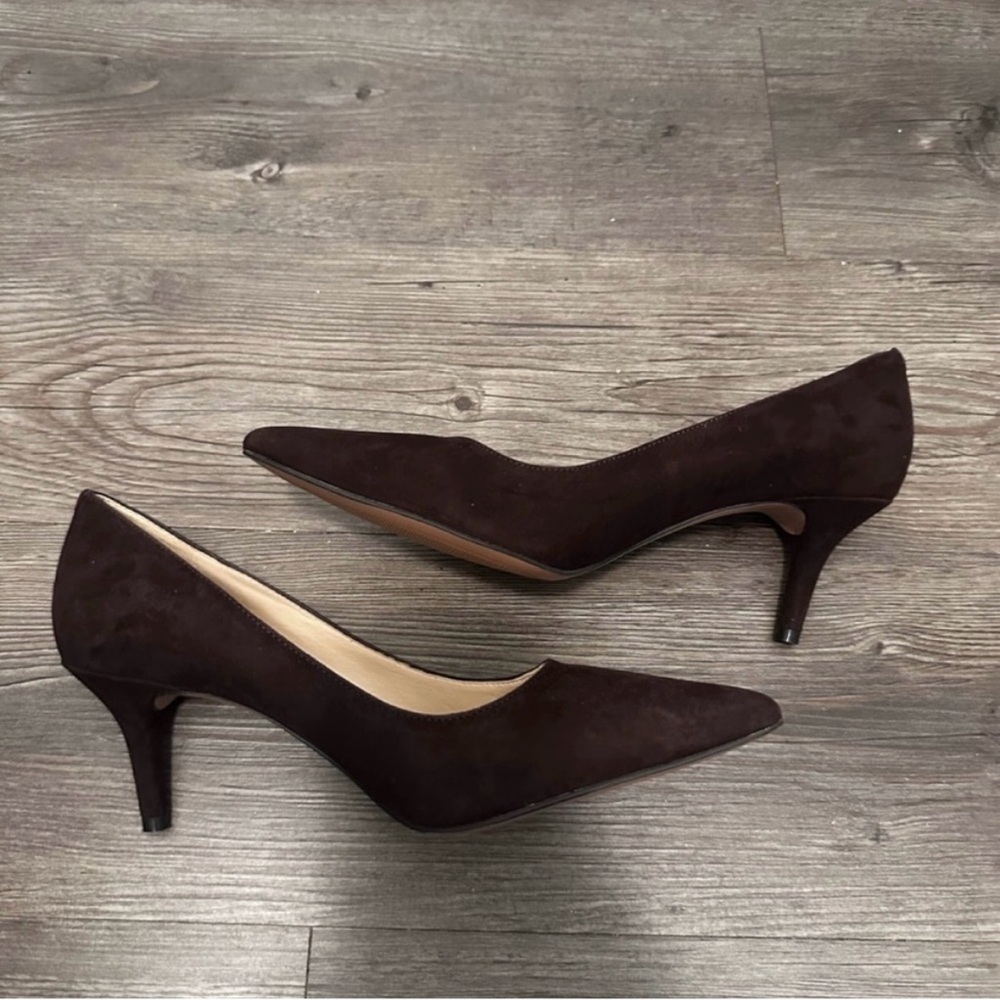 🤎 NWT! Brown Suede NINE WEST Marot Heels - Size 7.5 - Picture 5 of 9